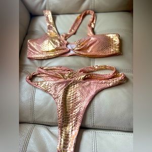 Pink snakeskin high waisted Bikini